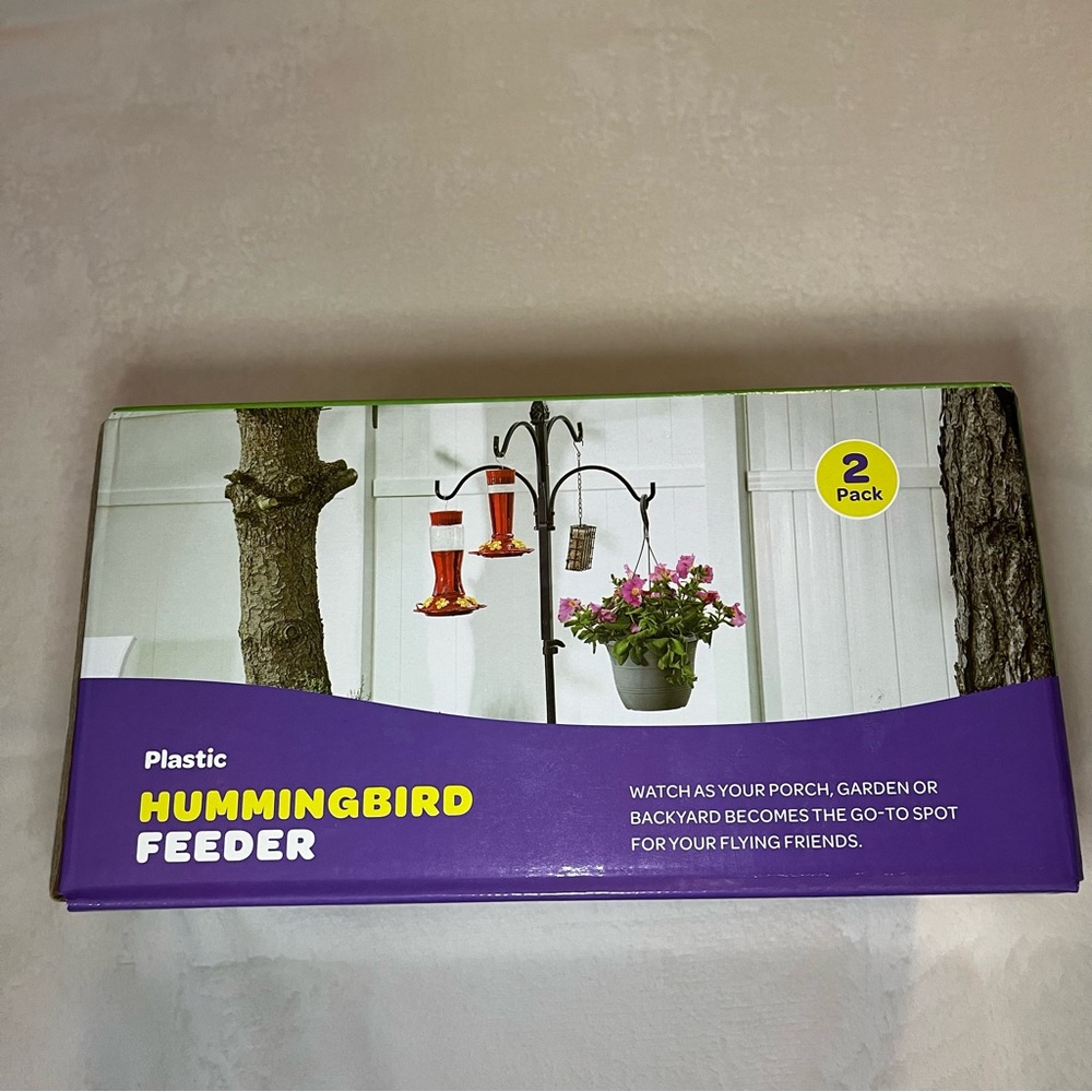 Plastic Hummingbird Feeder - Red - 2 Pack